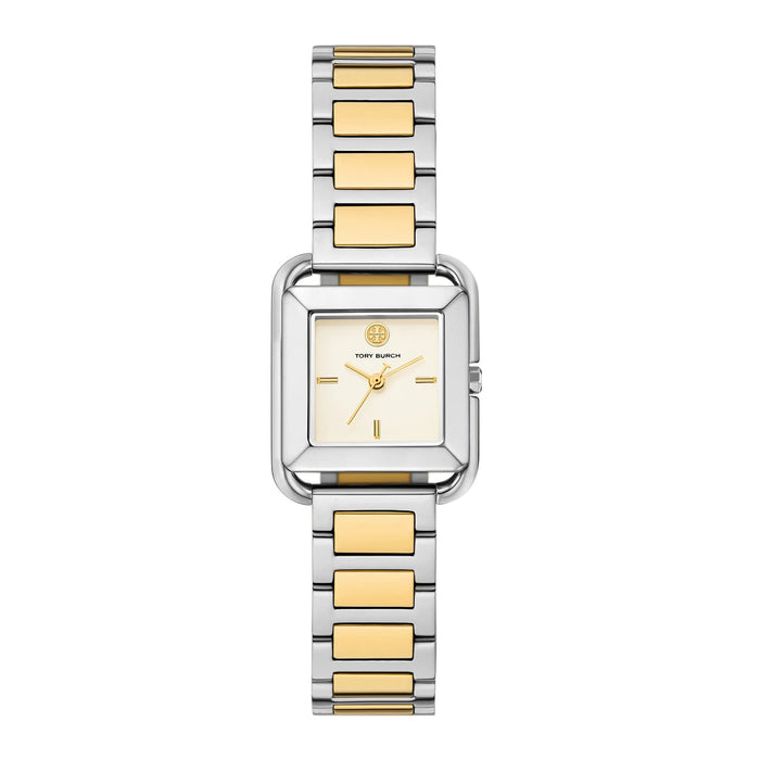 Tory Burch Kira Square Ivory Dial Two-Tone Stainless Steel Ladies Watch – TBW6021