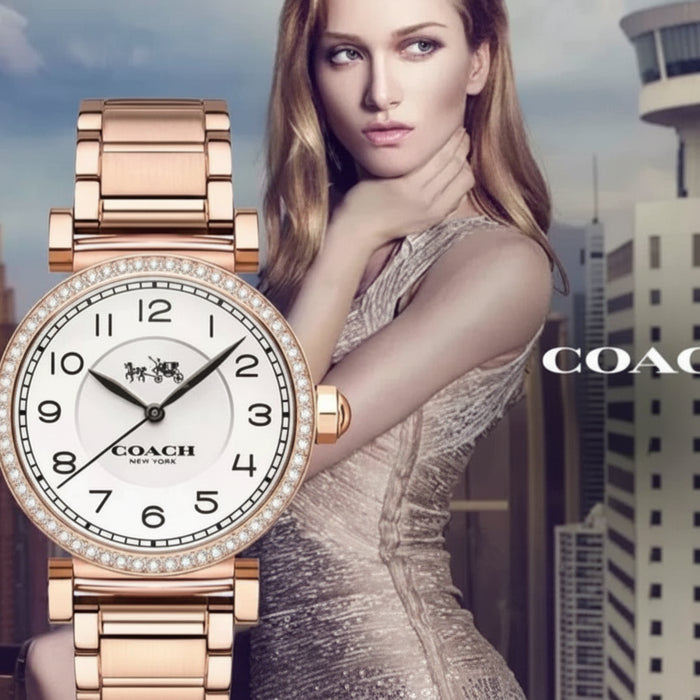 Coach Madison White Dial Rose Gold Steel Strap Ladies Watch – 14502398