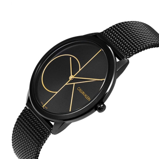 Calvin Klein CK Minimal Black Mesh Bracelet Men's Dress Watch | K3M224X1