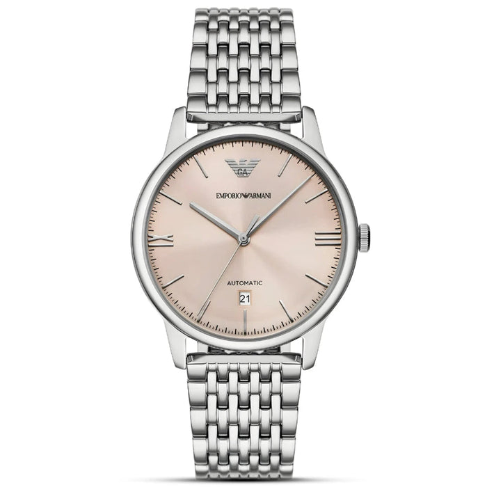 Emporio Armani Automatic Eggshell Sunray Dial Stainless Steel Men's Watch – AR60082
