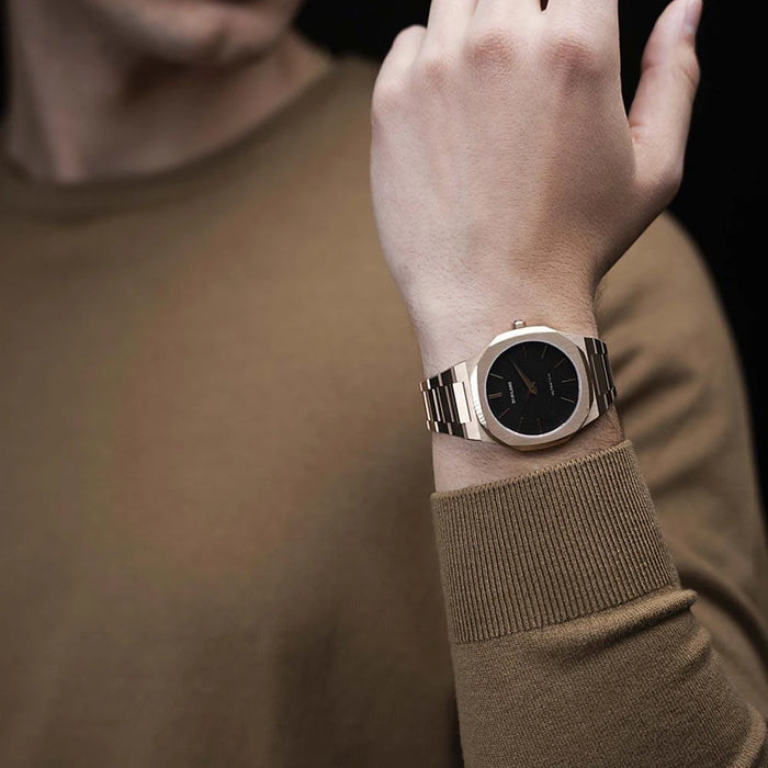 D1 Milano Ultra Thin Black Dial Rose Gold Watch – D1-UTBJ16