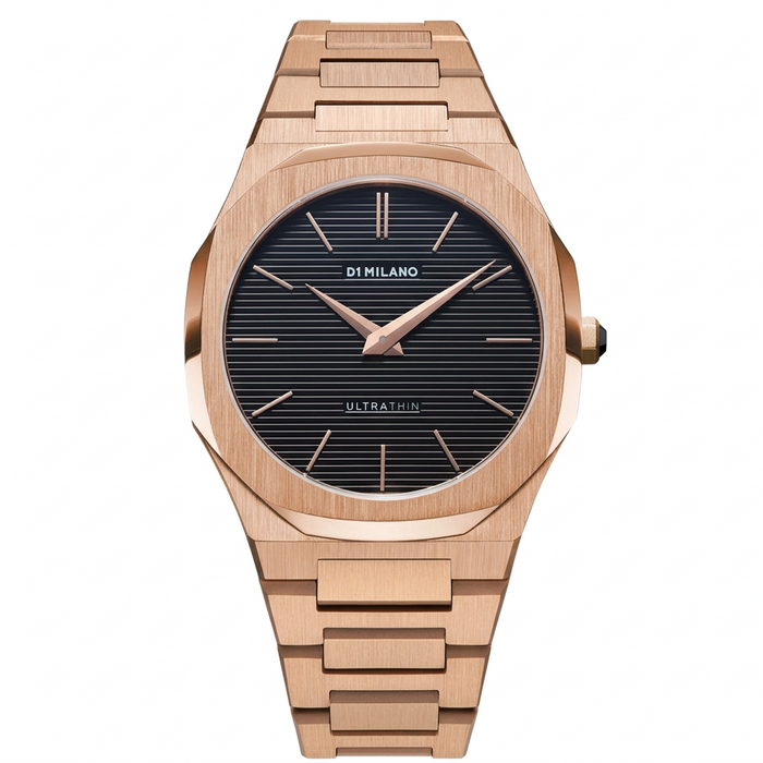 D1 Milano Ultra Thin Black Dial Rose Gold Watch – D1-UTBJ16