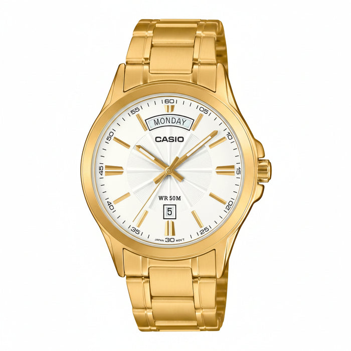 Casio MTP-1381GD-7AVDF Gold-Tone Day-Date Men's Watch