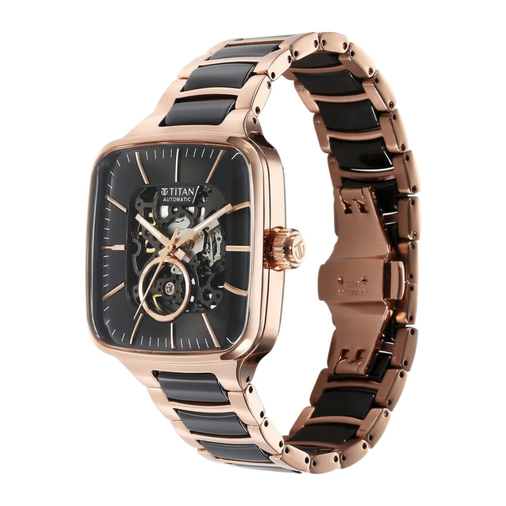 Titan Ceramic Fusion Skeleton Black Dial Automatic Men's Watch – 90175KD03