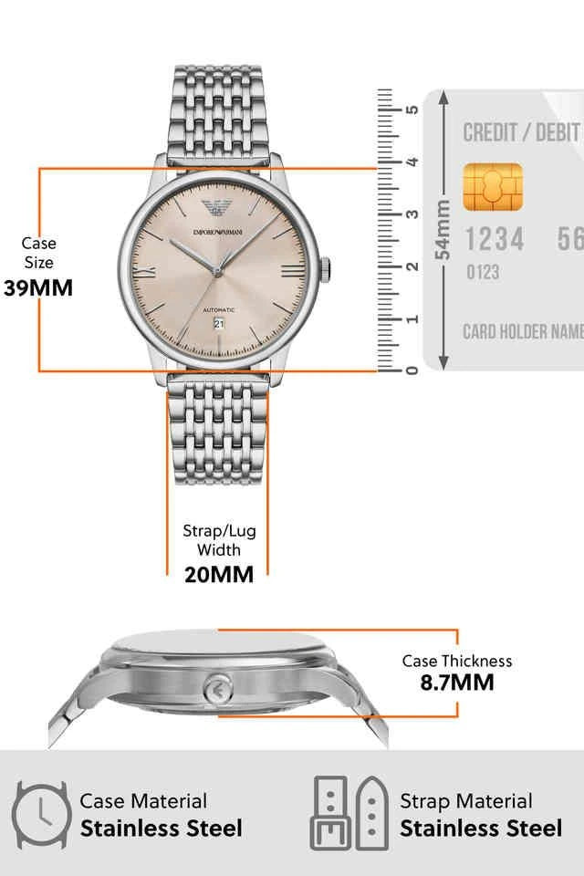 Emporio Armani Automatic Eggshell Sunray Dial Stainless Steel Men's Watch โ AR60082