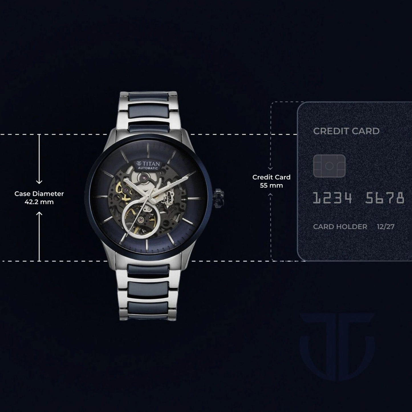Titan Ceramic Fusion Automatic Blue Dial Men’s Watch – NU90174KD02