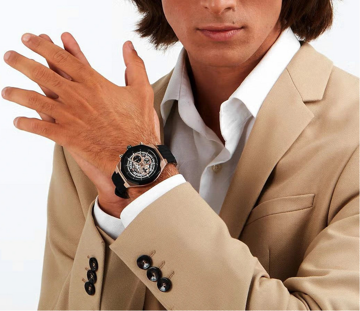 Maserati Stile Skeleton Chronograph Black Dial Black Silicone Strap Men's Watch – R8871642003
