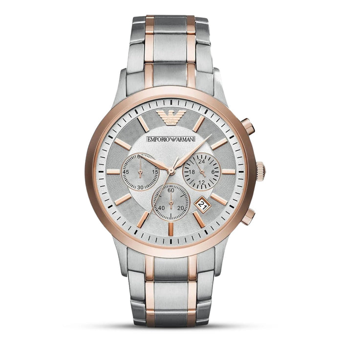 Emporio Armani Renato Chronograph Grey Dial Two-Tone Stainless Steel Men's Watch – AR11077