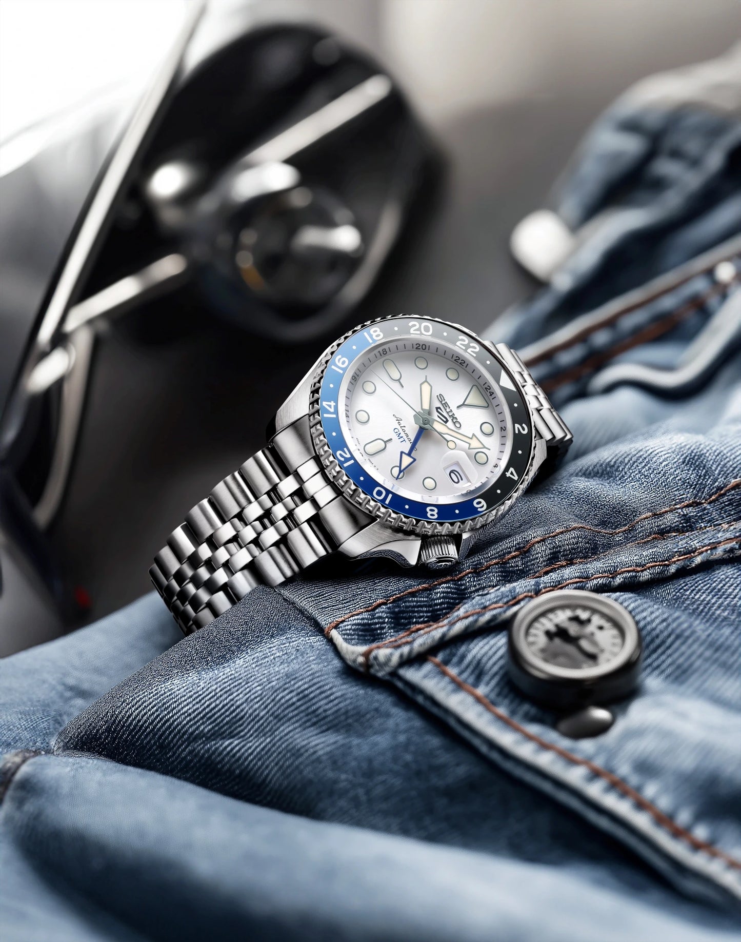 Seiko 5 Sports SSK GMT White Dial Men's Watch – SSK033
