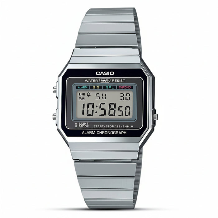 Casio Vintage Silver Dial Stainless Steel Unisex Watch – A700W-1ADF