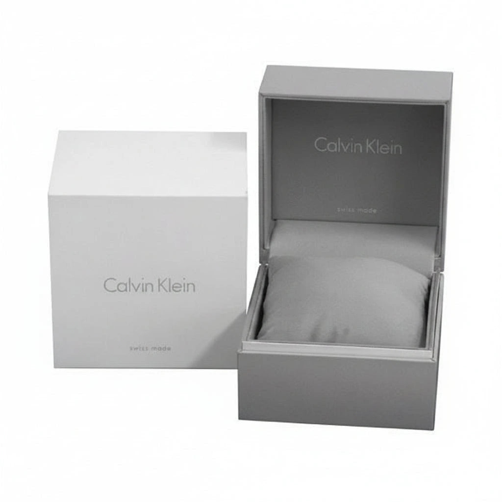 Calvin Klein Mark Silver Dial Brown Leather Strap Ladies Watch – K3R236G6
