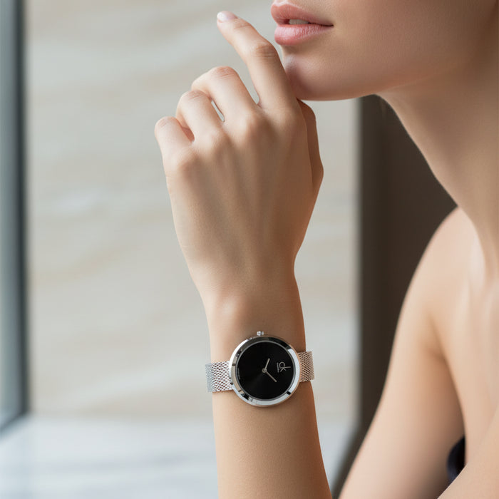 Calvin Klein Firm Black Dial Silver Mesh Ladies Watch β K3N23121