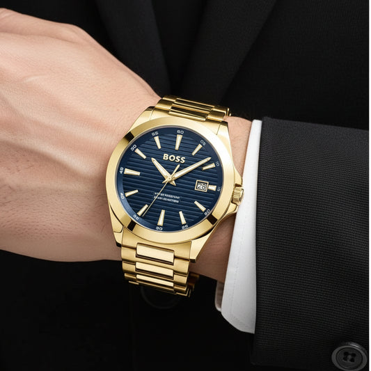 BOSS Strike Blue Dial Gold-Tone Stainless Steel Men's Watch โ 1514172