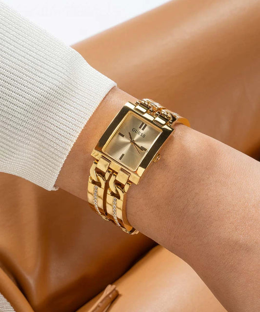 GUESS Gold-Tone Square Analog Ladies Watch โ GW0668L2