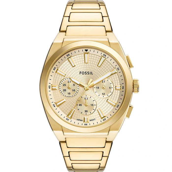 Fossil Everett Champagne Sunray Chronograph Gold-Tone Stainless Steel Men's Watch – FS6119