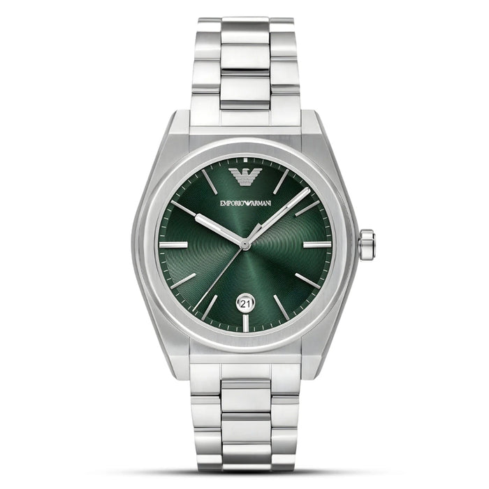 Emporio Armani Federico Green Dial Silver Stainless Steel Men's Watch – AR11621