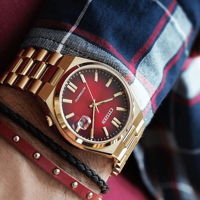 Citizen Tsuyosa Red Dial Rose Gold-Tone Automatic Men's Watch – NJ0153-82X
