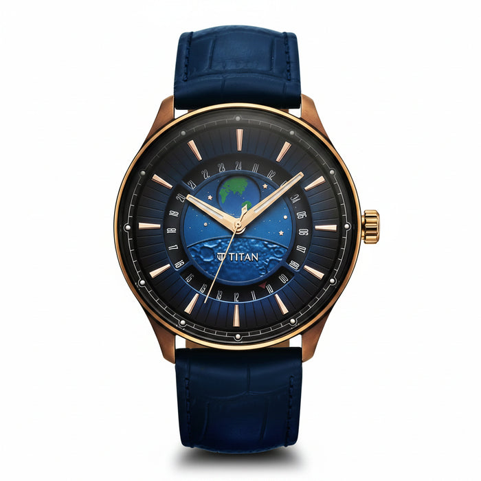 Titan Stellar Blue Dial Earth Disc Men's Watch – 1890QL01