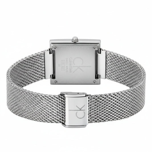 Calvin Klein Mark Black Dial Silver Mesh Bracelet Watch for Women โ K3R23121