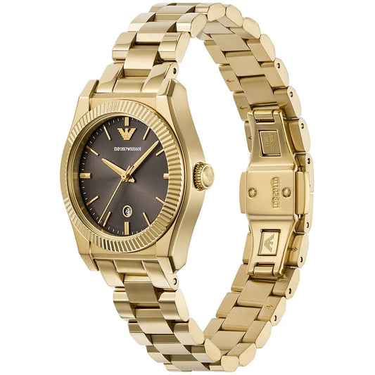 Emporio Armani Women's Brown Sunray Dial Gold-Tone Stainless Steel Watch โ AR11700