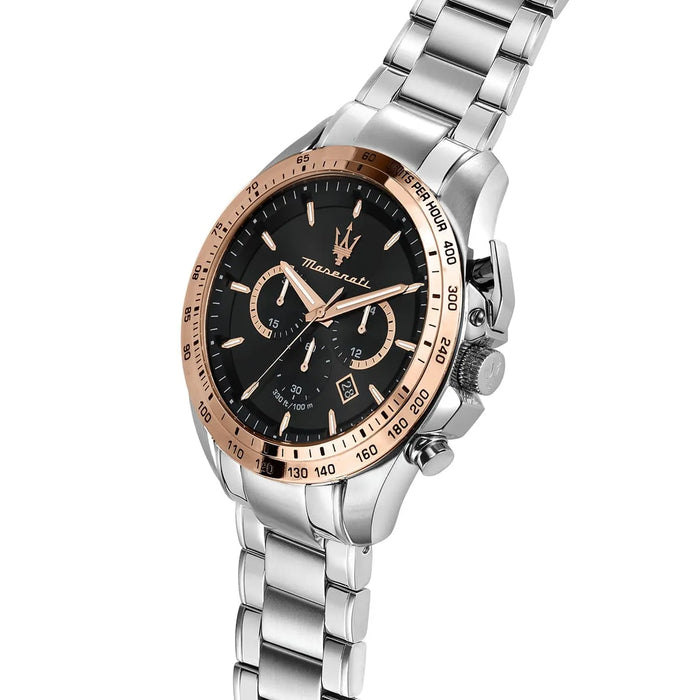 Maserati Traguardo Limited Edition Black Sunray Dial Stainless Steel Chronograph Men's Watch – R8873612047