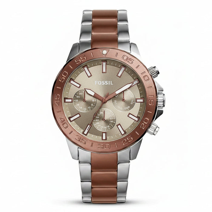 Fossil Bannon Multifunction Brown Sunray Dial Two-Tone Stainless Steel Men's Watch – BQ2502