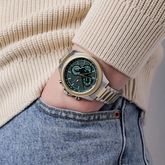 Tommy Hilfiger Clark Green Dial Two-Tone Men's Watch – 1792079