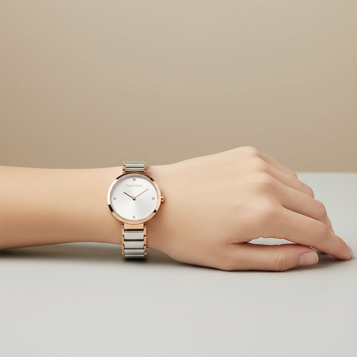 Calvin Klein Minimalistic T-Bar Two-Tone Ladies Watch – 25200139