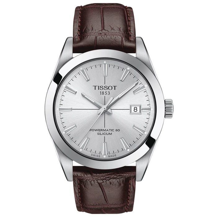 Tissot Gentleman Silver Dial Brown Leather Strap Men's Watch – T127.407.16.031.01