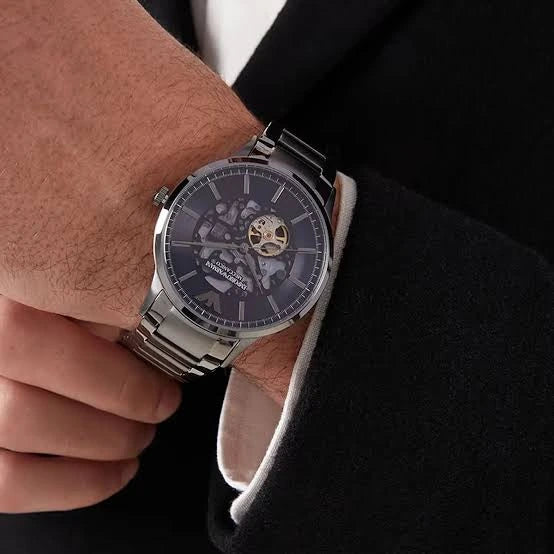 Emporio Armani Renato Blue Dial Gunmetal Stainless Steel Men's Watch – AR60056