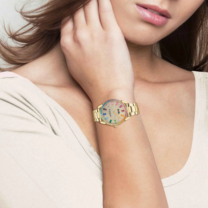 Coach Preston Rainbow Crystal Gold-Tone Ladies Watch – 14503657