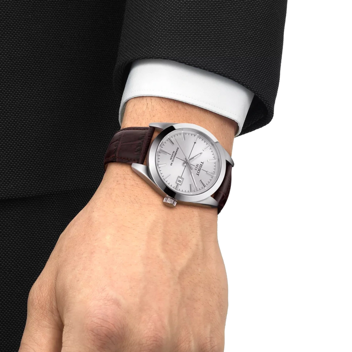 Tissot Gentleman Silver Dial Brown Leather Strap Men's Watch – T127.407.16.031.01
