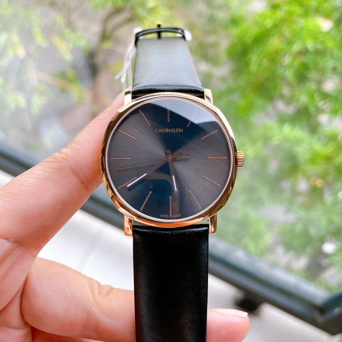 Calvin Klein Posh Grey Dial Black Leather Men's Watch – K8Q316C3