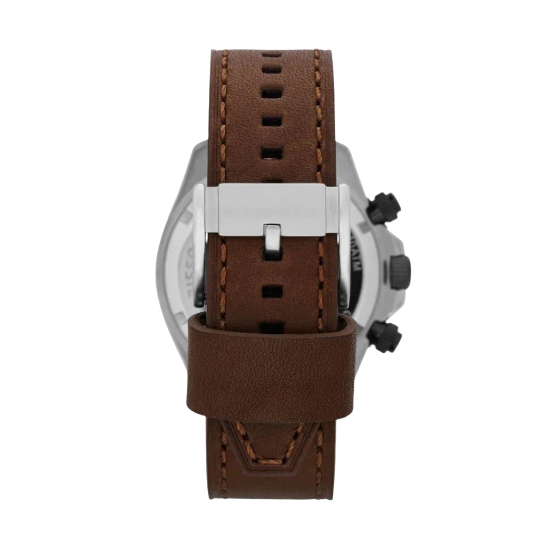 Fossil Retro Traveller White Chronograph Dial Brown Leather Strap Men's Watch – CH2886
