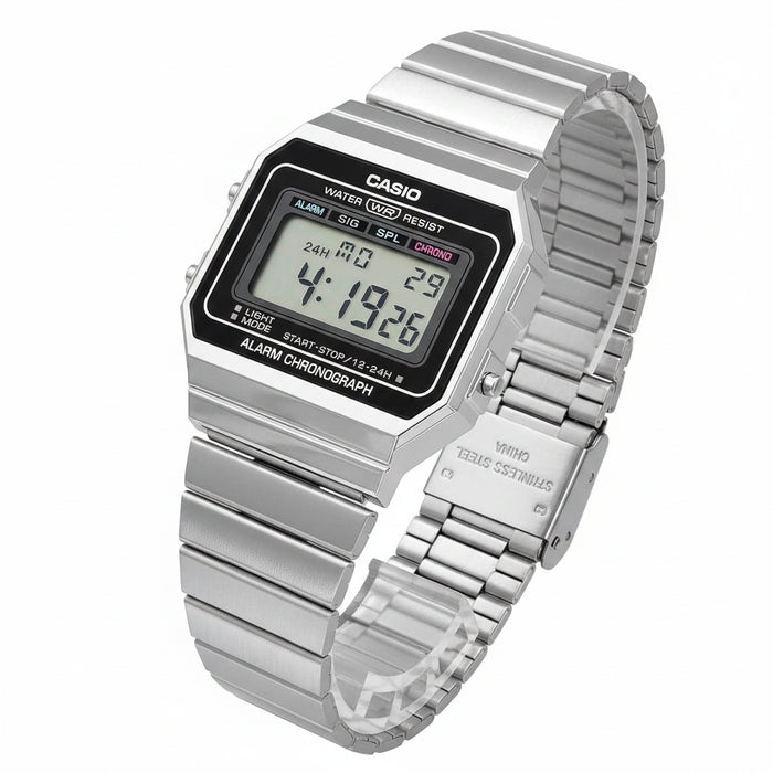 Casio Vintage Silver Dial Stainless Steel Unisex Watch – A700W-1ADF