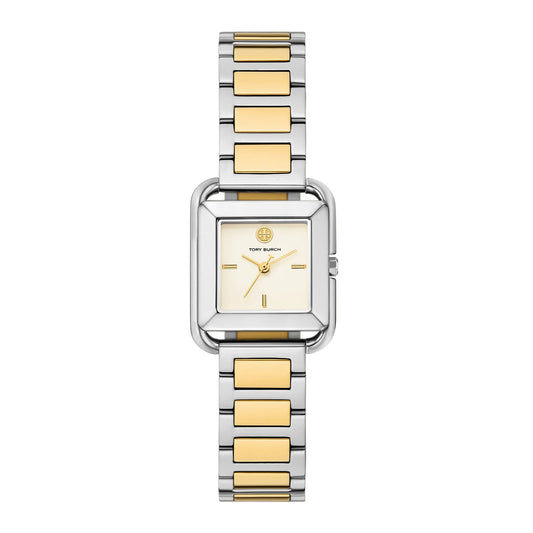 Tory Burch Kira Square Ivory Dial Two-Tone Stainless Steel Ladies Watch – TBW6021