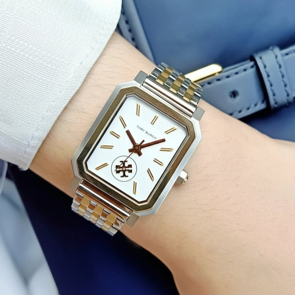 Tory Burch Robinson Cream Dial Two-Tone Stainless Steel Ladies Watch – TBW1501
