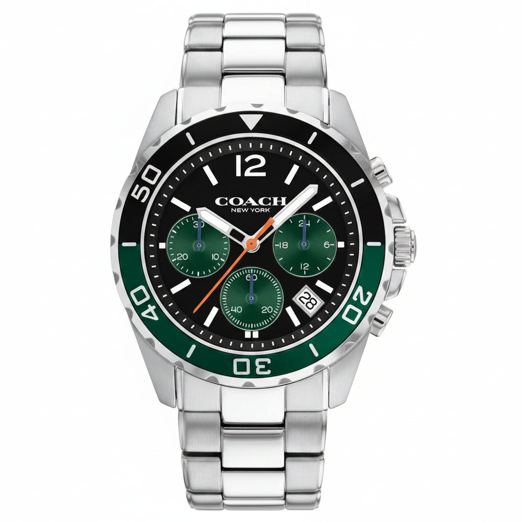 Coach Kent Black Green Dial Chronograph Watch – 14602557