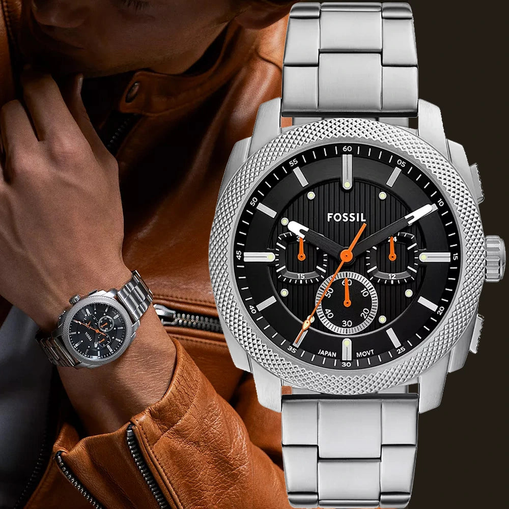 Fossil Machine Chronograph Black Dial Stainless Steel Men's Watch – FS6095