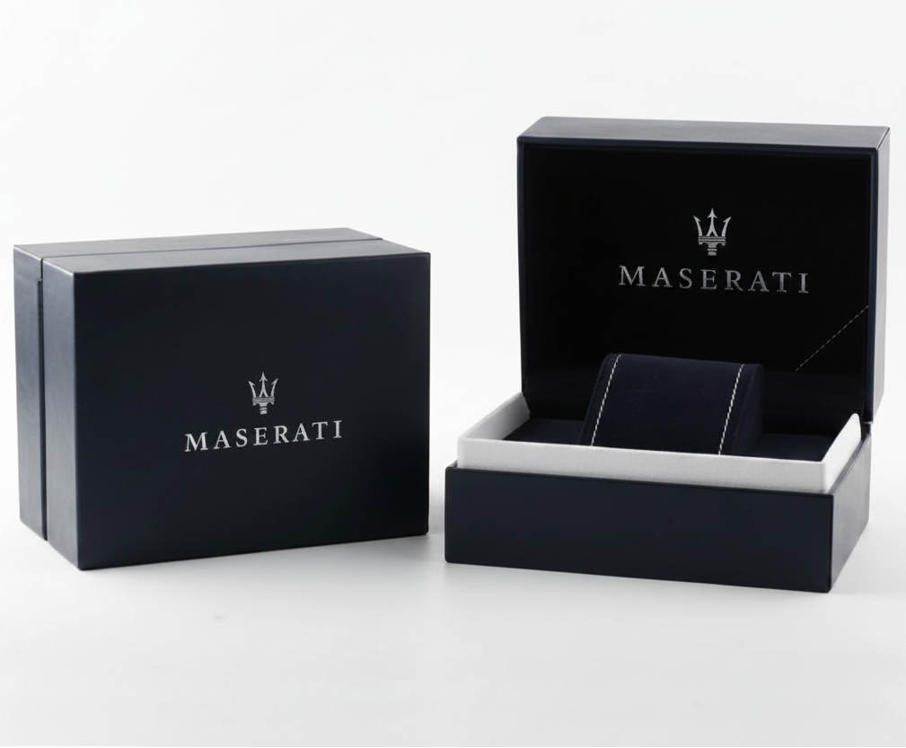 Maserati Traguardo Black Chronograph Dial Gold-Tone Stainless Steel Men's Watch – R8873612041