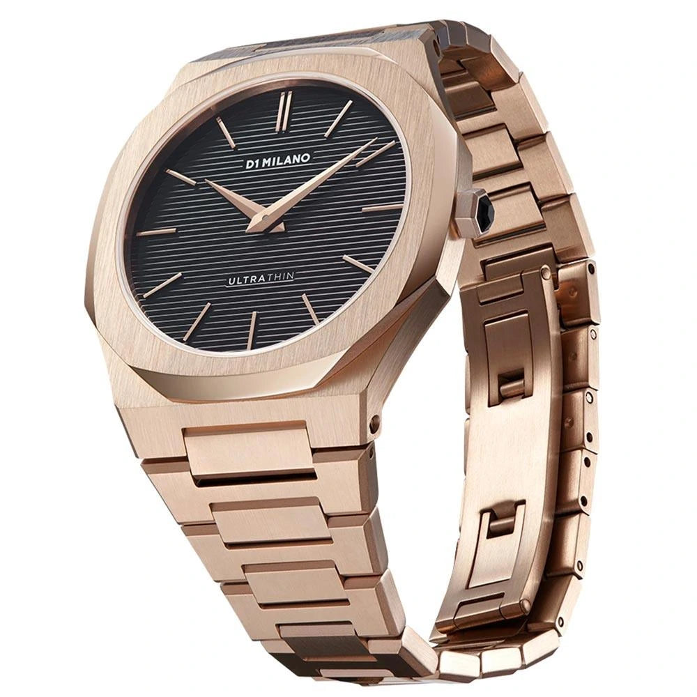 D1 Milano Ultra Thin Black Dial Rose Gold Watch – D1-UTBJ16