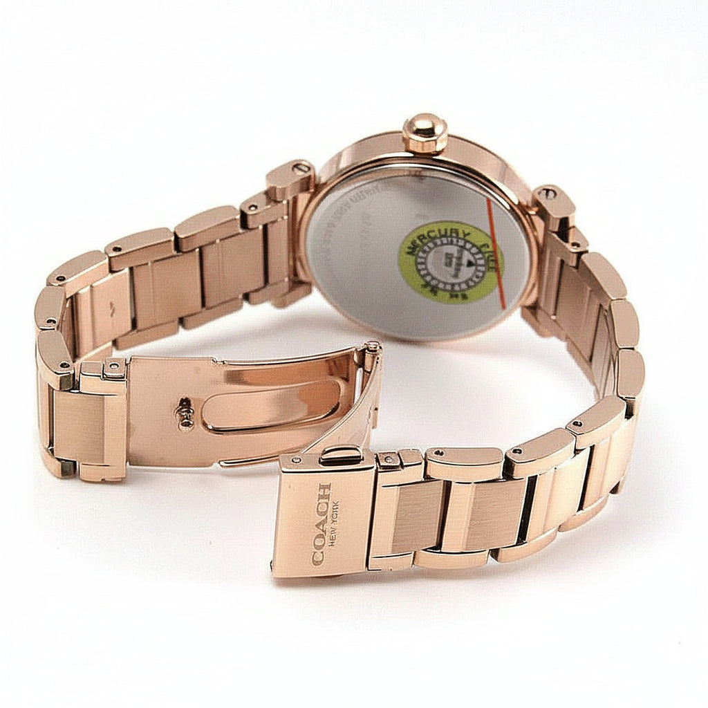 Coach Madison White Dial Rose Gold Steel Strap Ladies Watch – 14502398