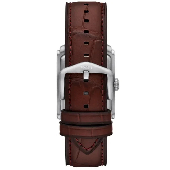 Fossil Carraway Blue Sunray Dial Brown Croco Leather Strap Men's Watch – FS6110