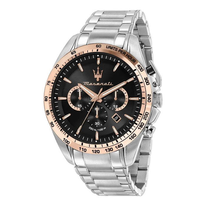 Maserati Traguardo Limited Edition Black Sunray Dial Stainless Steel Chronograph Men's Watch – R8873612047