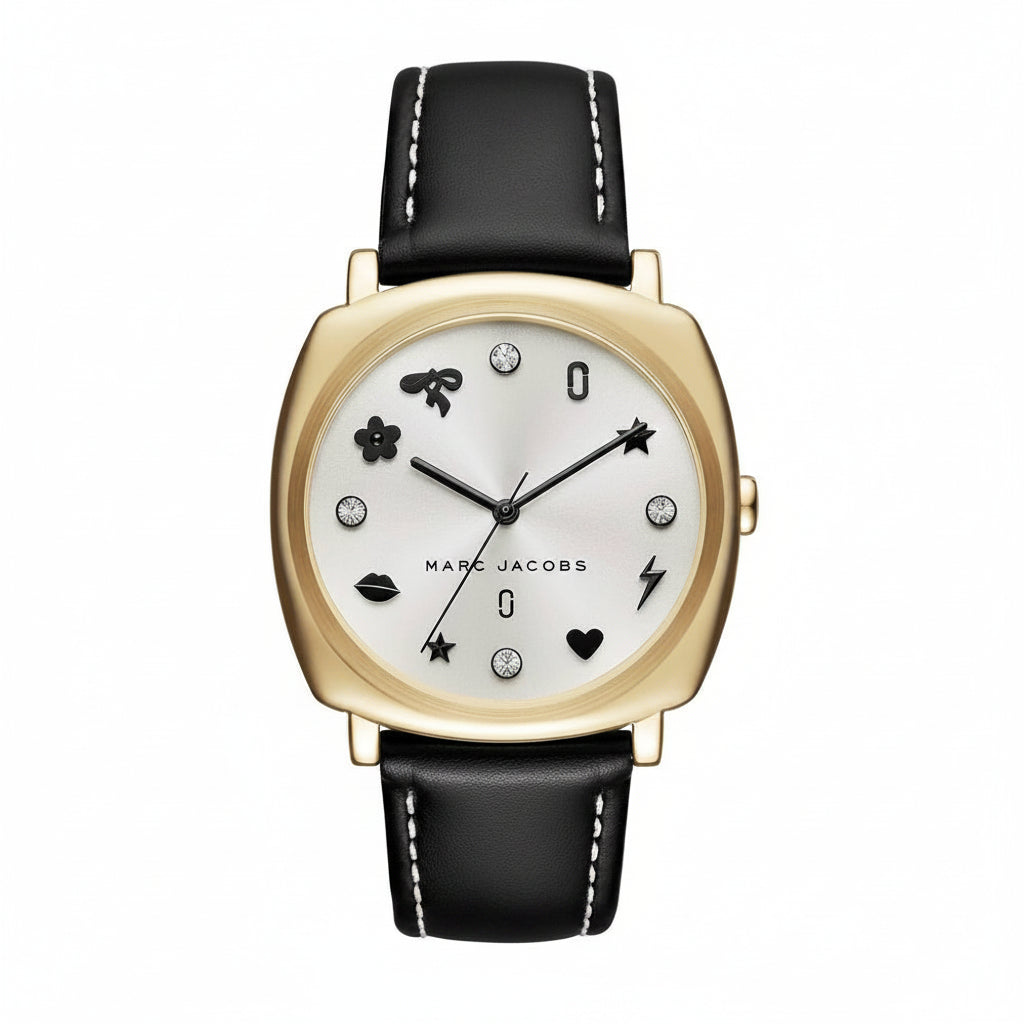 Marc Jacobs Gold White Dial Leather Strap Ladies Watch | MJ1564