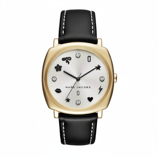 Marc Jacobs Gold White Dial Leather Strap Ladies Watch | MJ1564