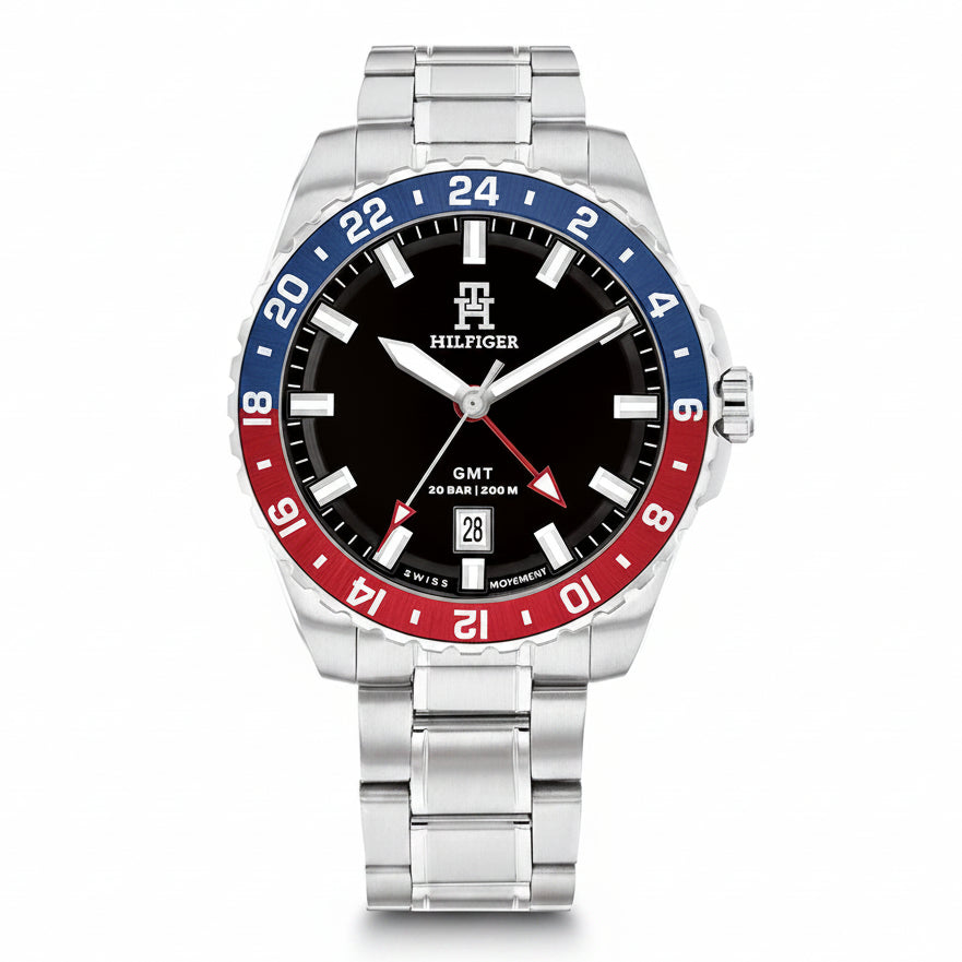 Tommy Hilfiger TH85 GMT Black Dial Men's Watch – 1792131