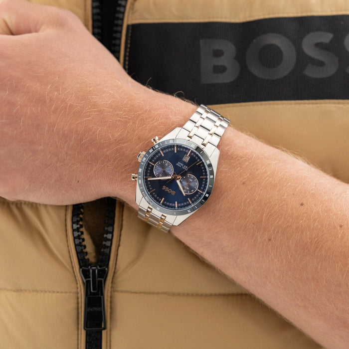 Hugo Boss Tourmaster Blue Dial Two-Tone Stainless Steel Men's Watch – 1514288