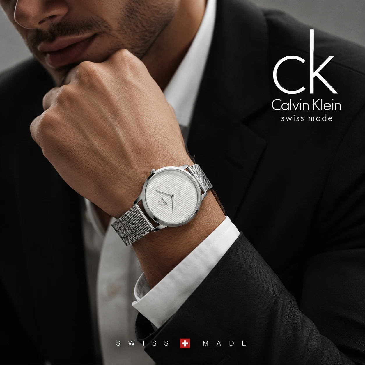 Calvin Klein Minimal Silver Dial Stainless Steel Mesh Men's Watch – K3M2112Y