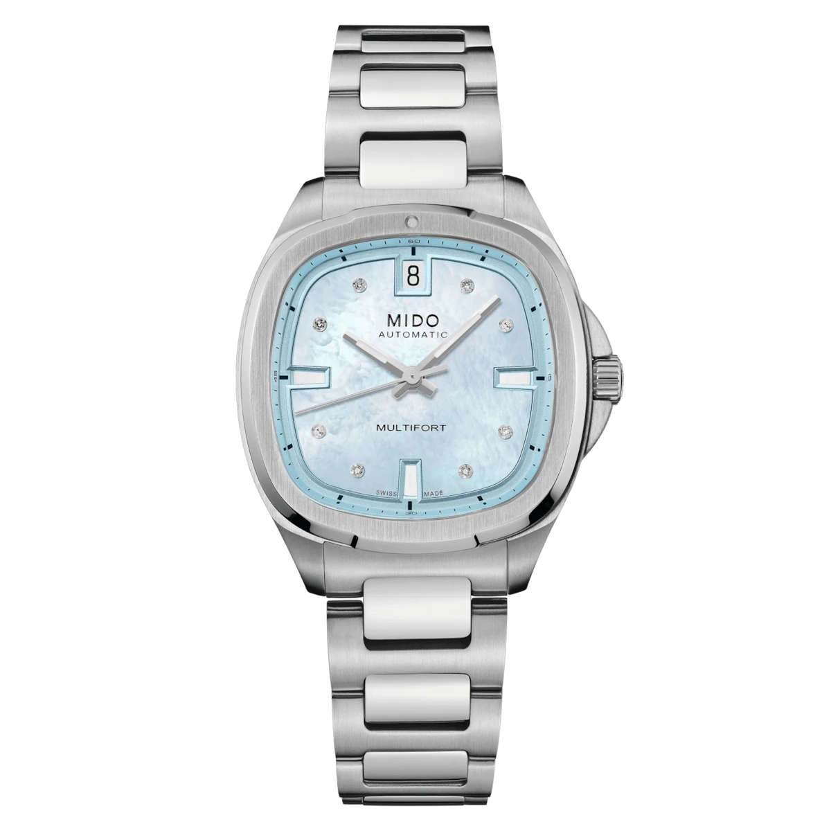 MIDO Multifort TV 35 Mother-of-Pearl Diamond Dial Stainless Steel Ladies Watch – M049.307.11.136.00